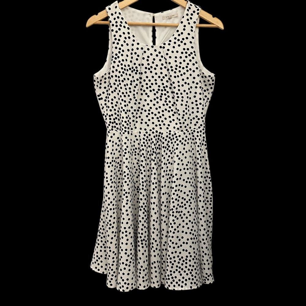 41 Hawthorn Black and‎ White Polka Dot Retro V-Neck Sleevless Mini Dress Size M